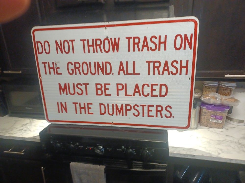 Aluminum sign for dumpster