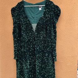 Emerald Green Long Sleeve Party Dress