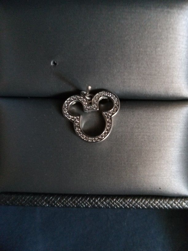 Mickey Mouse Silver Pendant  W Silver Chain