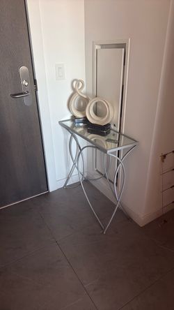 Glass Top Metal Console Table