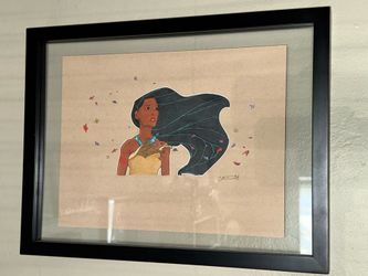 Framed Hand Drawn Pocahontas Drawing