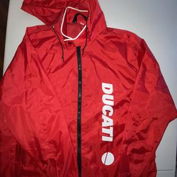 Red LARGE Ducati men's windbreaker rain jacket