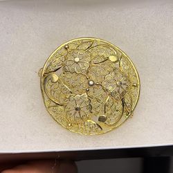 Stunning 🤩 !! Germany Made Gold Plated Sterling Silver Brooch Pin!