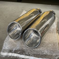 2 Pack, Borla 2.25in Inlet 4in Round Rolled Angle Cut Resonated x 13in Long Exhaust Tip