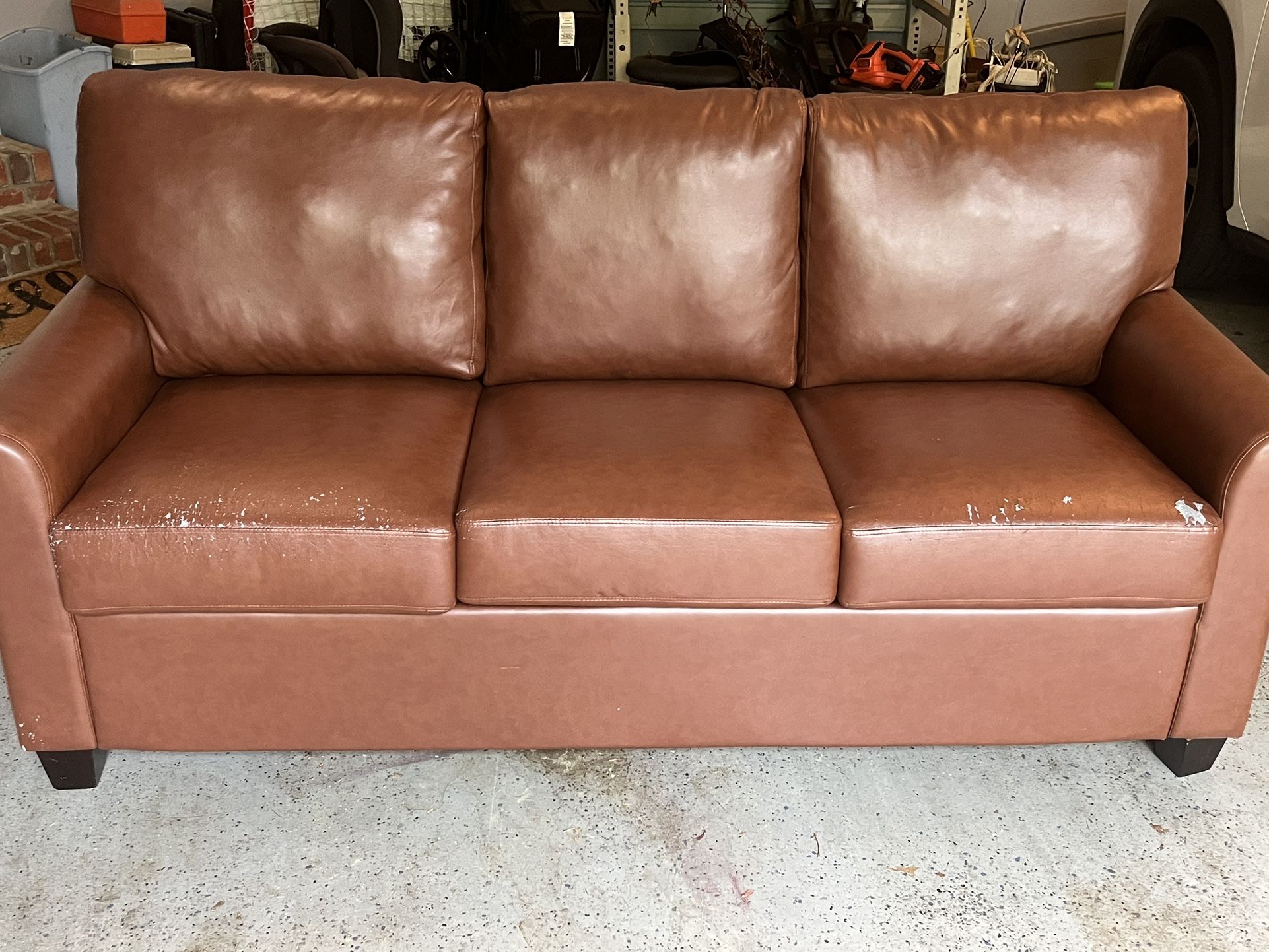 Free 74” Faux Leather Couch