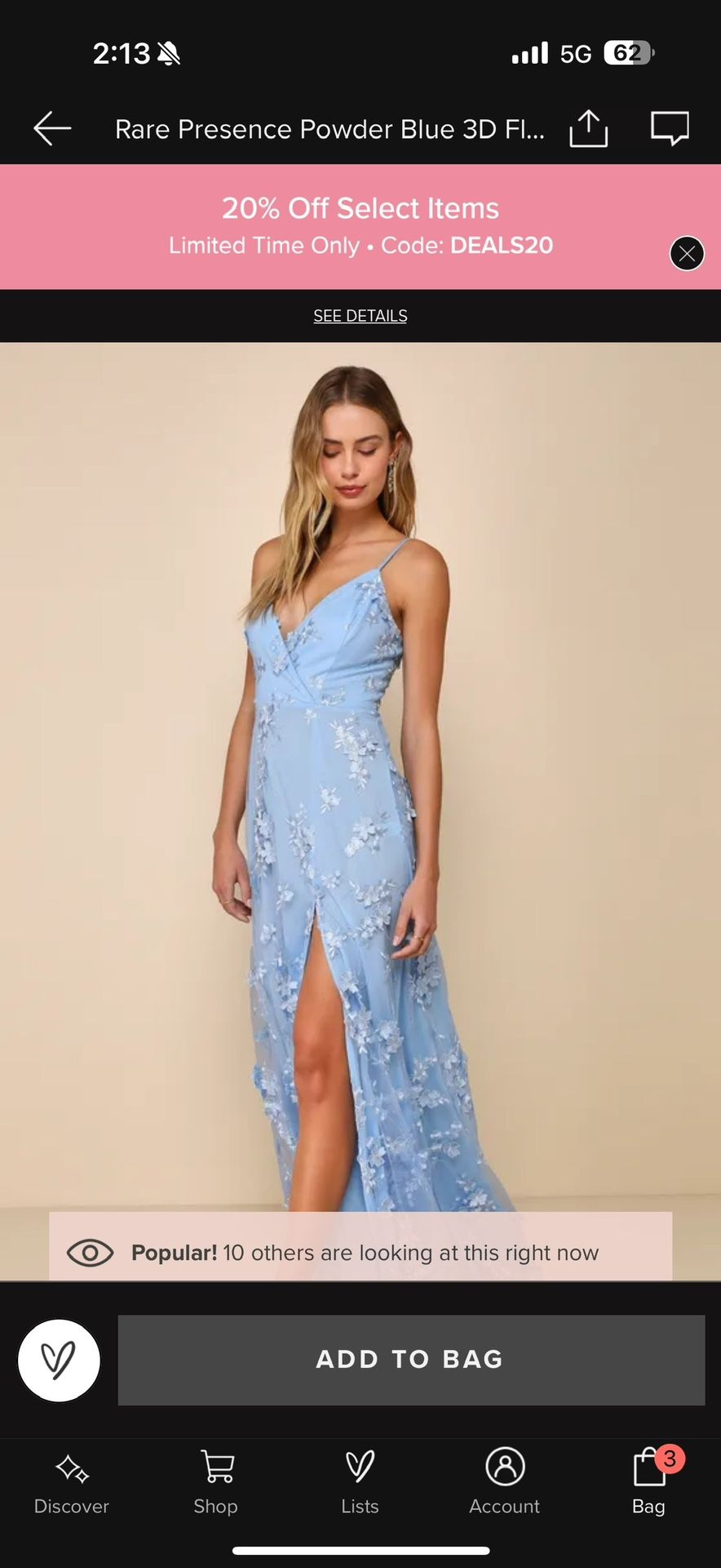 Baby Blue 3D floral Maxi Dress- Lulus