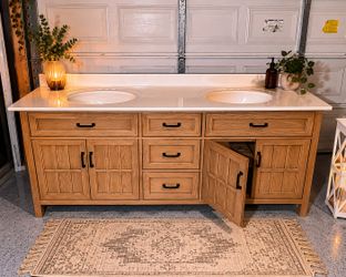 Mooka · 72” In Vintage Wood Style Vanity with Sinktop