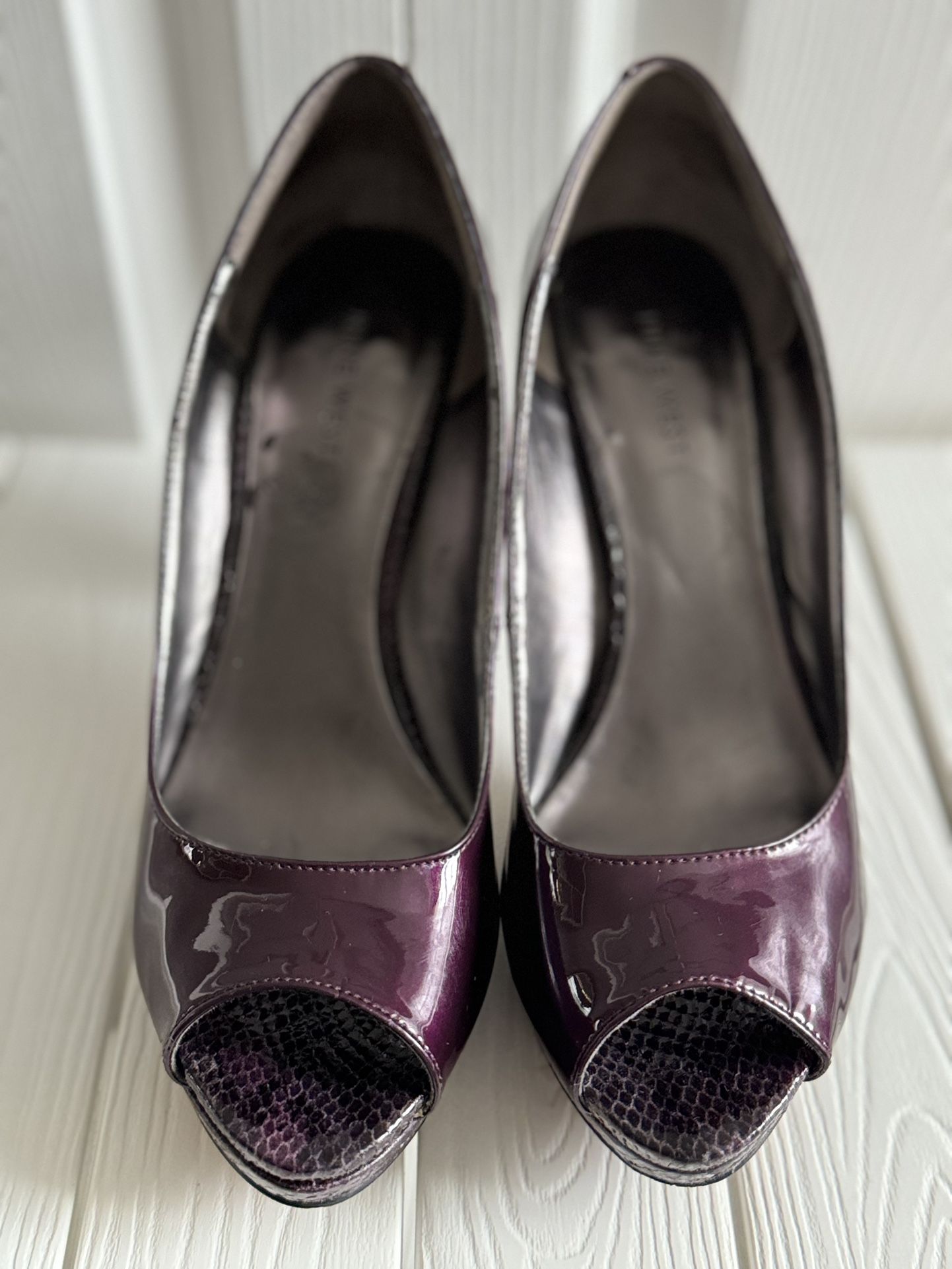 Nine West high open toe heels size 7.5 purple color