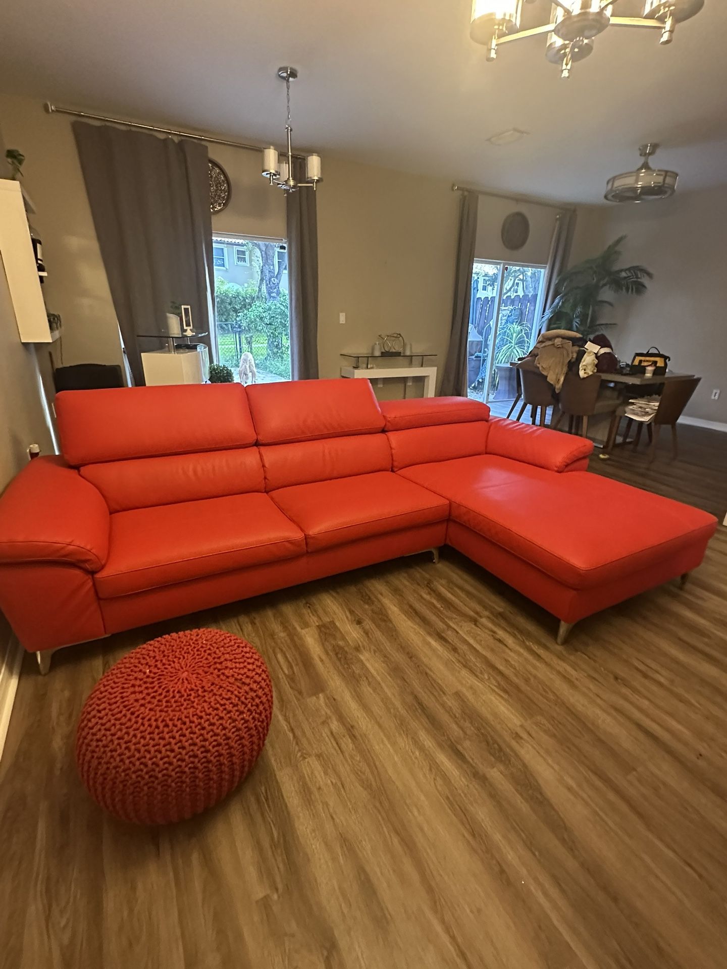 Modern Red Couch Sectional With Chaise