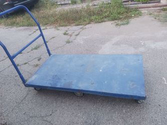 Blue Steel Platform Cart with Wheels