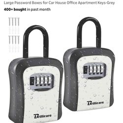Brillirare 2 Pack Waterproof Key Lock Boxes 4 Digit Combo Removable Shackle