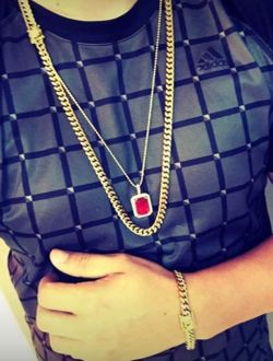 8mm Cuban Link Set 14K Gold Plated Does Not Loses Color