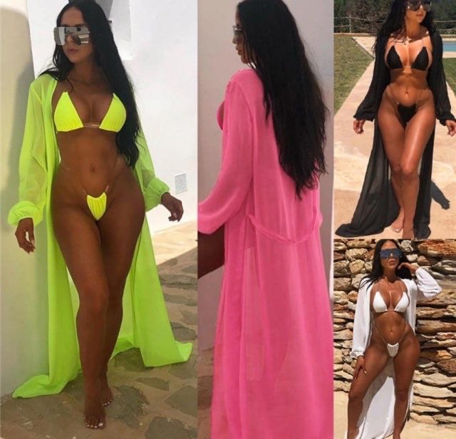 Invisible Straps Scrunch Bottom Bikini Swimwear Swimsuit Coverup 3 piece set