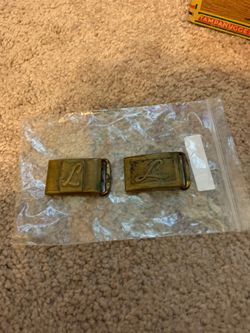 Two brass belt buckles