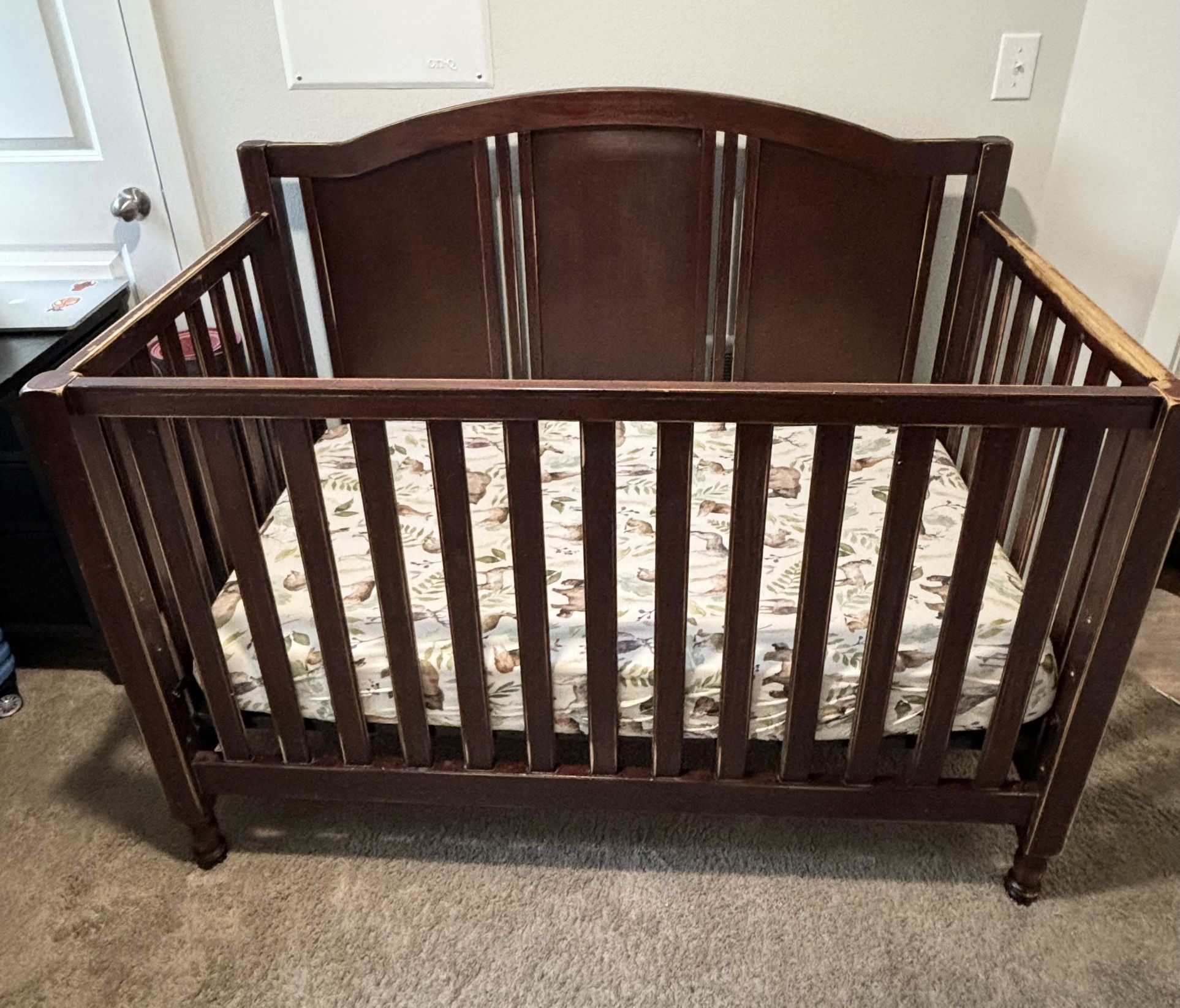Solid Wood Baby Crib With Mattress