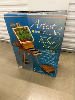This Artist’s Studio Wooden Italian Easel 33-Piece Set
