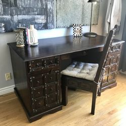 Solid Wood Executive Desk + Matching Chair