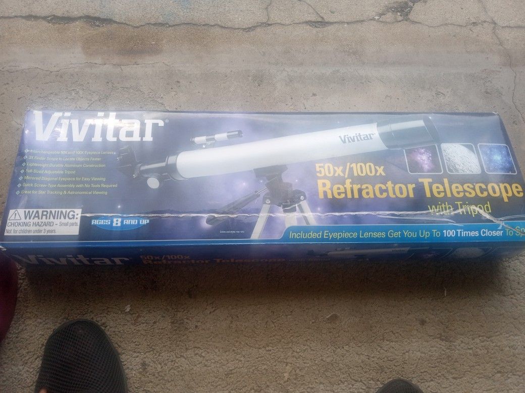 Vivitar 50x/100x Refractor Telescope with Tripod plus 3X Finder Scope 
