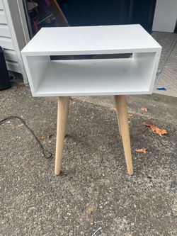 Mid-Century Modern White Side Table