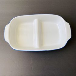 MAXAM Antique high quality porcelain divided dish. Hand painted in Portugal. Very useful. Microwave/Dishwasher safe. Bakes evenly. Oven to Table. New.