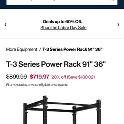 T-3 Series Titan Power Rack 91" 36" Weight Squat Bench Lift Olympic Weights