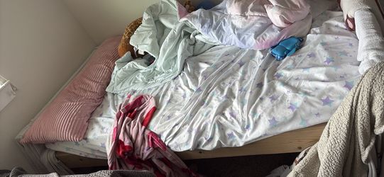 Wooden twin beds