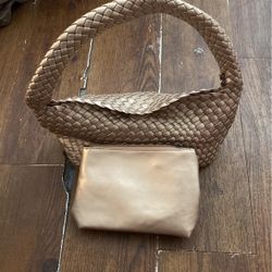 Brand New Woven Vegan Leather Handbag Purse 