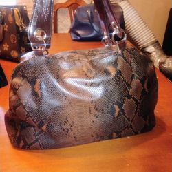 Snake Print Leather Handbag