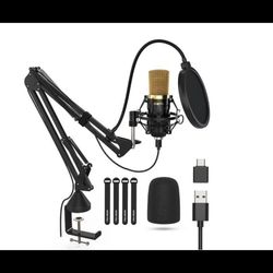 USB Condenser Microphone Kit – Podcast / Streaming Setup w/ Arm & Pop Filter 🎤