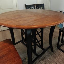 48" Dining Table & 4 Chairs w/ Wine Rack