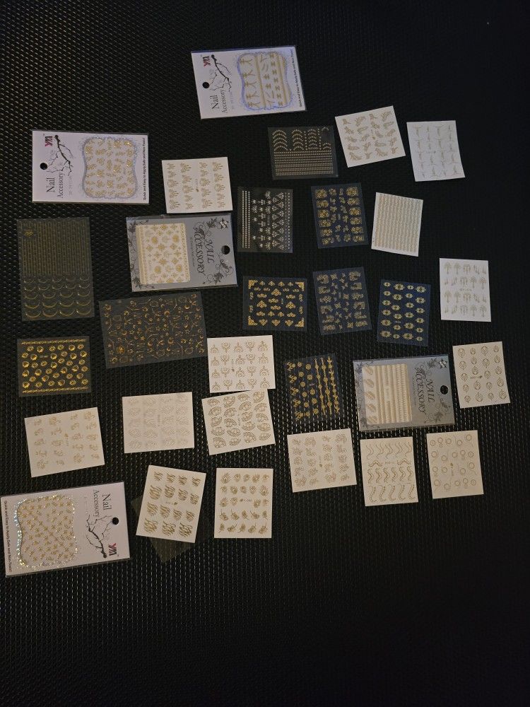 30 Gold nail decals.