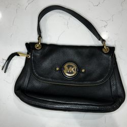 Michael Kors handbag black leather fashion unique flap purse rare 