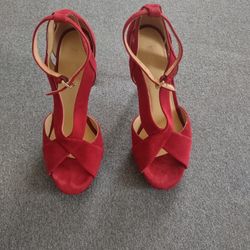 Michael Kors Red Suede High Heels Size 7.5