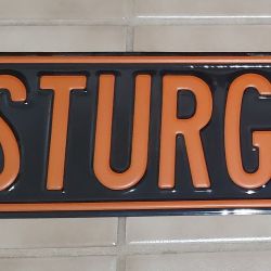 VINTAGE STURGIS METAL SIGN HEAVY  PURCHASED AT STURGIS IN 2011