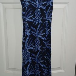 Cute Navy Blue Strappy Pineapple Print Maxi Dress