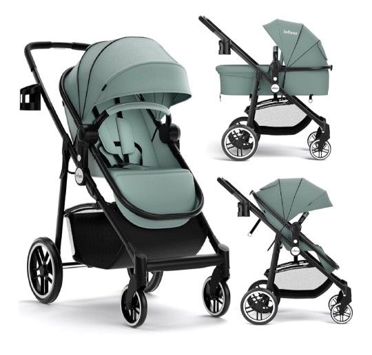 INFANS 2 in 1 Baby Stroller, High Landscape Infant Stroller & Reversible Bassinet Pram