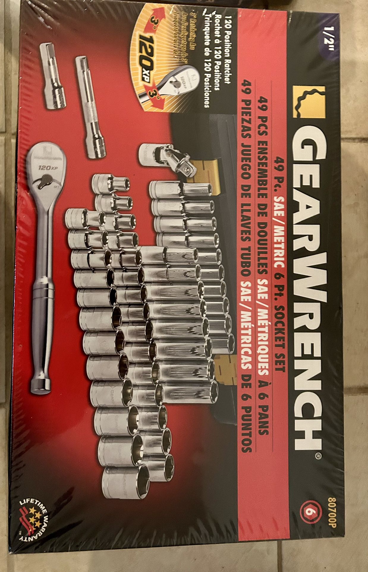 GEARWRENCH 49 Pc. 1/2" Drive 6 Pt. 120XP Mechanics Tool Set, Standard & Deep, SAE/Metric - 80700P