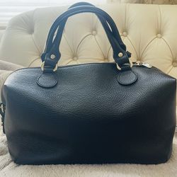Versace Barrel Black Leather Handbag