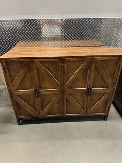 Kirklands Rustic Wood 4-Door Cabinet Sideboard