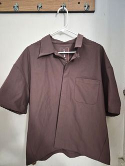 Nike LeBron James 4.7 Dri-FIT Short Sleeve Button Down Workwear Shirt Brown M