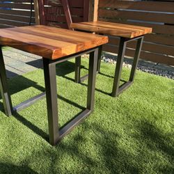 Solid wood live edge end tables