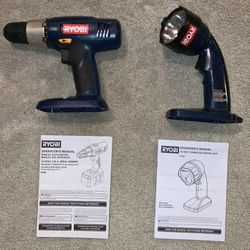 Ryobi 18 volt CORDLESS DRILL-DRIVER &and& WORKLIGHT