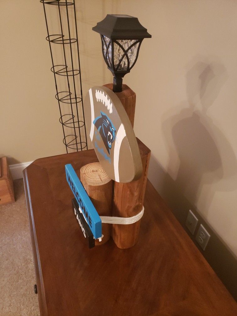 Carolina Panther Yard Sign With Light