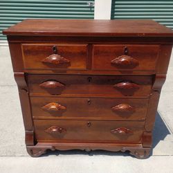 Early/Mid 1800's Burl Walnut Dresser w/ Original Wood Handles