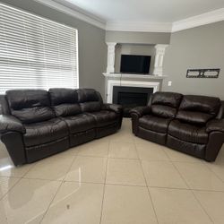 Genuine Leather Reclinable Sofa & Loveseat (Delivery Available)