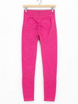 Hot Pink Ribbed Seamless High-Waist Leggings