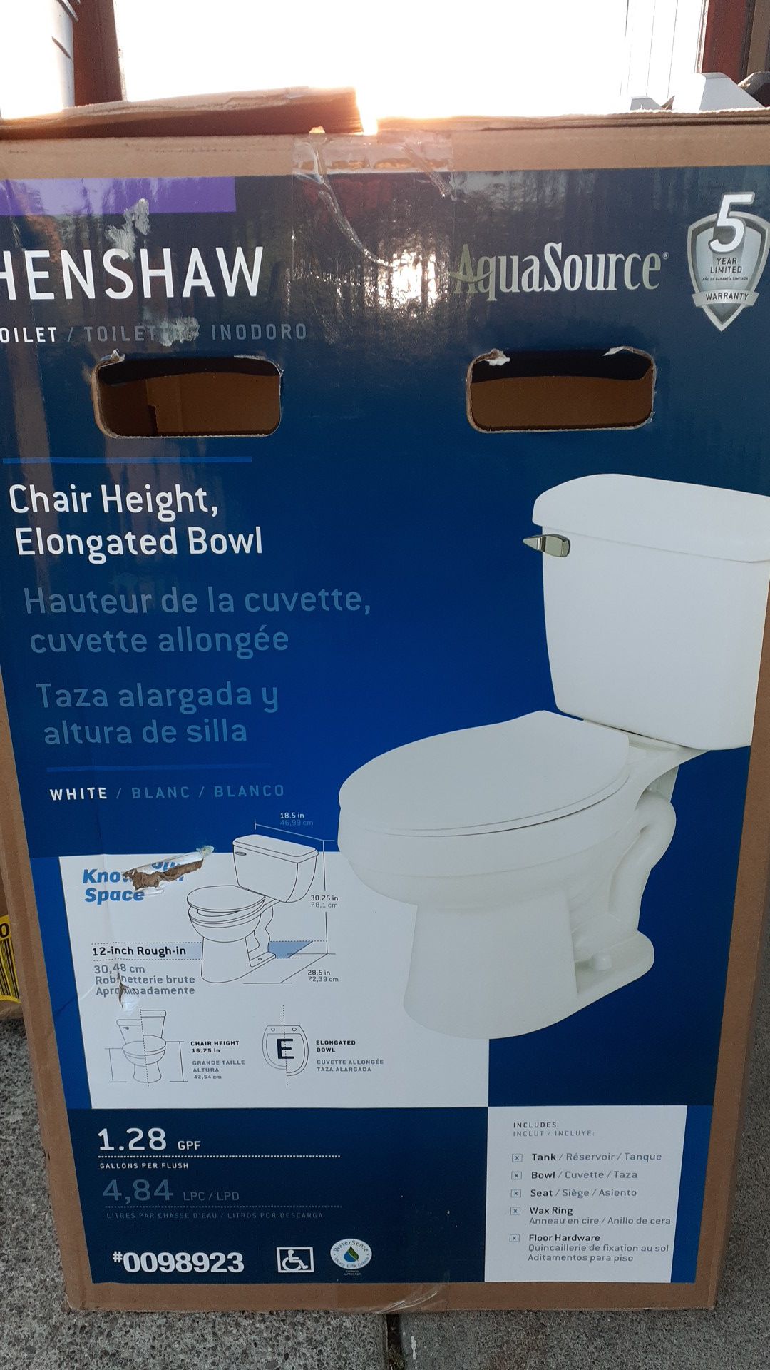 Hershaw toilet 1.28 gallons per flush