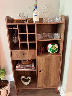 Mid-Century Modern Bar Cabinet with Wine Storage