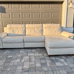 Almond Leather Power Reclining Sectional