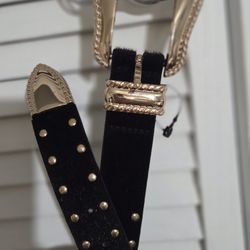 Country style Faux Fur Black Belt 